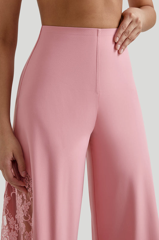 Lace Wide Leg Pants With Built In Shapewear