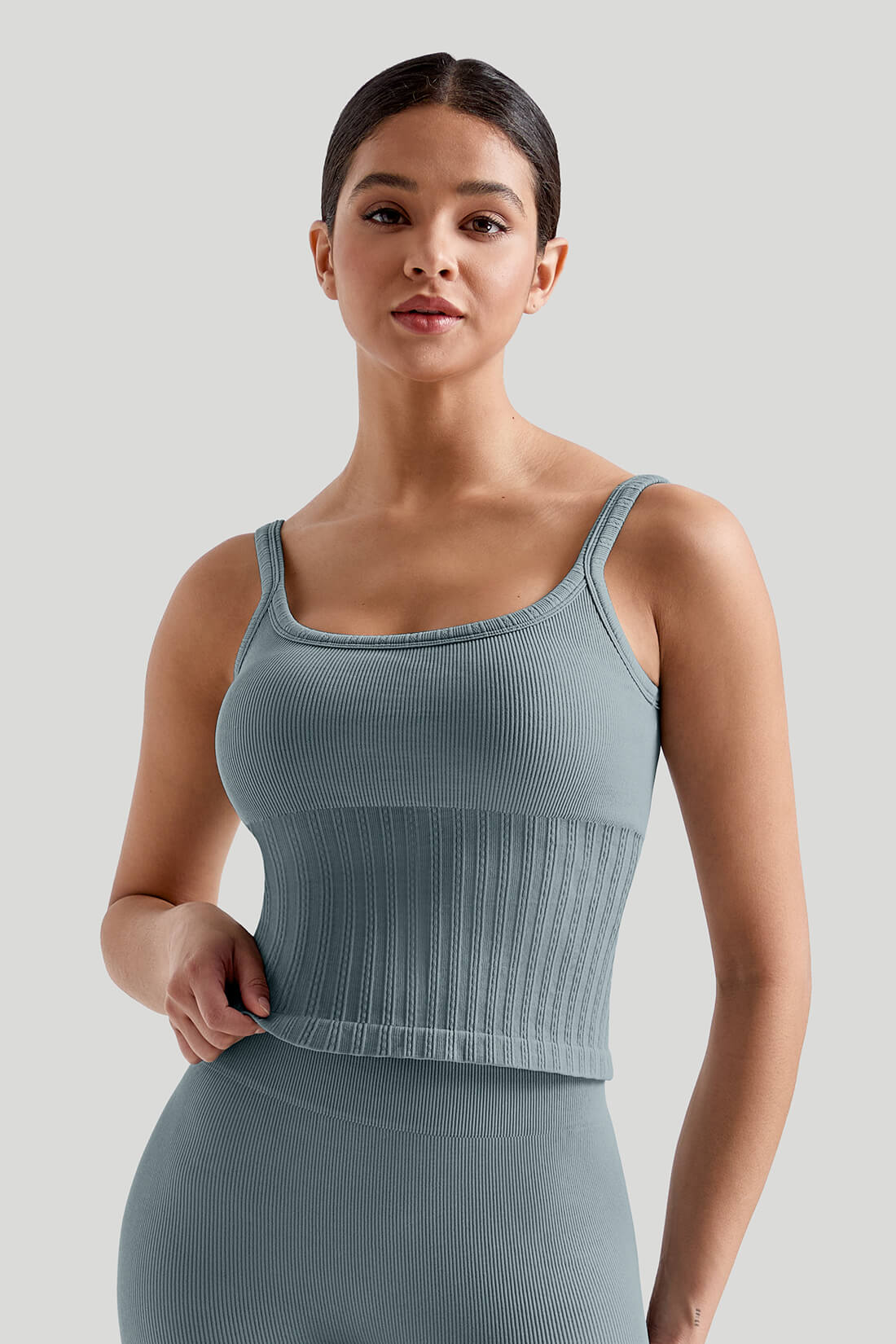 Ribbed Tank Top Capri Pants Set
