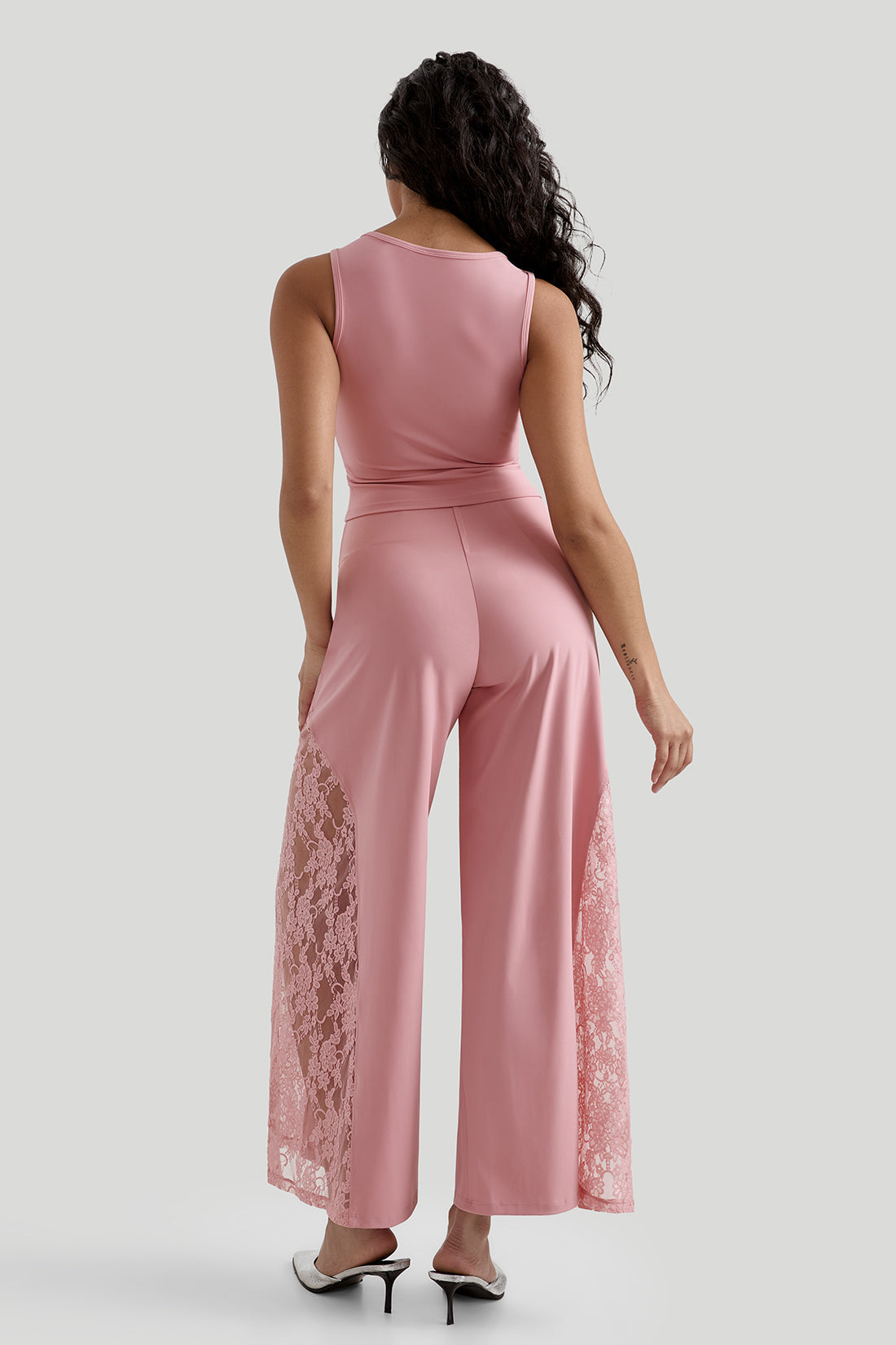 V-neck Lace Trimmed Sleeveless Tops