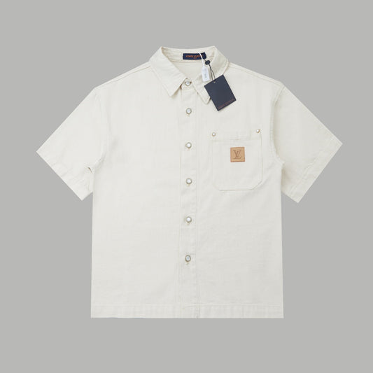 250527 New back flocking Earth denim waistcoat shirt